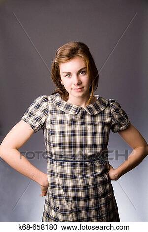 Stock Image - 15 year old girl in studio. Fotosearch