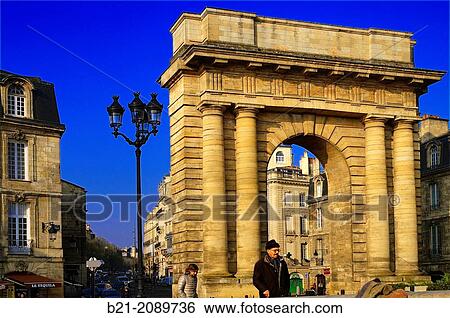 Stock Photograph - 18th century Porte de Bourgogne, Bordeaux, Gironde, Aquitaine, France. Fotosearch
