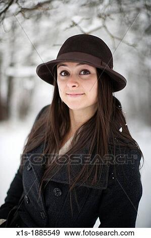 20-something, olive skinned, long hair girl outside in winter View Large Photo Image Stock Photo - 20-something, olive skinned, long hair girl outside in winter. Fotosearch