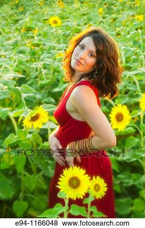 red dress with sunflowers