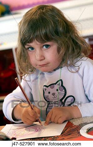 3 year old girl sitting drawing at nursery View Large Photo Image Stock Image - 3 year old girl sitting drawing at nursery. Fotosearch