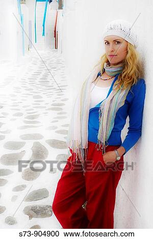 30 year old woman in a Mykonos street, Cyclades Islands, Greece, Europe View Large Photo Image Stock Image - 30 year old woman in a Mykonos street, Cyclades Islands, Greece, Europe. Fotosearch