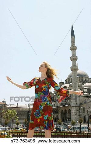 30 year old woman in front of New Mosque, Istanbul. Turkey View Large Photo Image Stock Photograph - 30 year old woman in front of New Mosque, Istanbul. Turkey. Fotosearch
