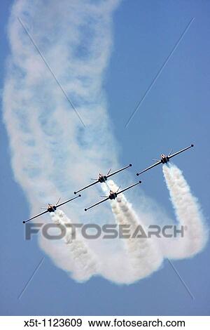4 Israeli Air force Fouga Magister CM-170 in aerobatics display View Large Photo Image Stock Photo - 4 Israeli Air force Fouga Magister CM-170 in aerobatics display. Fotosearch