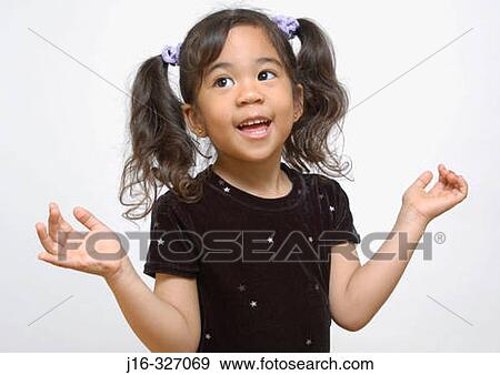 Stock Photo - 4 year old Asian Afro-American child. Fotosearch
