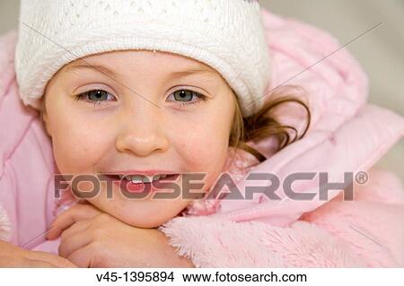 4 years old girl in a hat and fur coat. View Large Photo Image Picture - 4 years old girl in a hat and fur coat.. Fotosearch