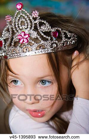 4 years old girl in tiara. View Large Photo Image Stock Image - 4 years old girl in tiara.. Fotosearch