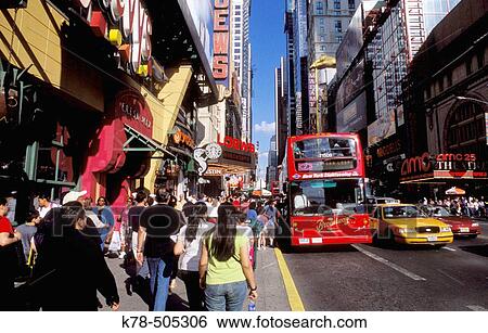 Stock Photograph - 42nd St and 8th Avenue Times Square, NY, USA. Fotosearch