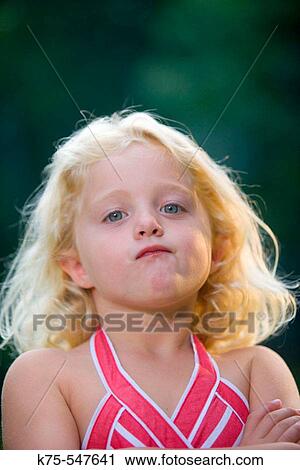 Stock Image - 5 year old Caucasian blonde girl. Fotosearch