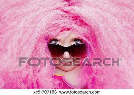 5 year old girl with pink wig View Large Photo Image Stock Image - 5 year old girl with pink wig. Fotosearch