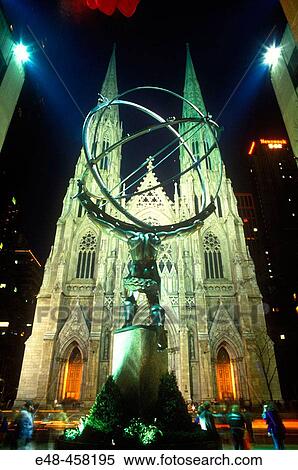 5th Avenue, statue of Atlas and cathedral of Saint Patrick. New York City. USA View Large Photo Image Stock Photography - 5th Avenue, statue of Atlas and cathedral of Saint Patrick. New York City. USA. Fotosearch