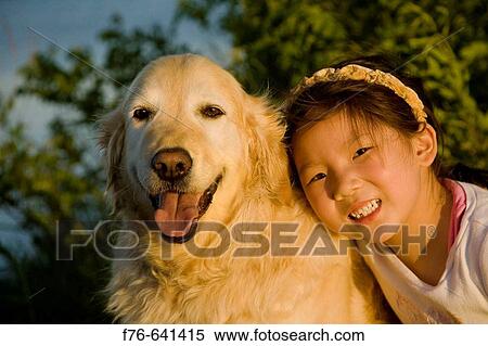 6 year old girl with golden retriever. View Large Photo Image Stock Photography - 6 year old girl with golden retriever.. Fotosearch