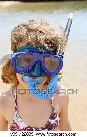 6 year old girl with snorkel View Large Photo Image Stock Photo - 6 year old girl with snorkel. Fotosearch