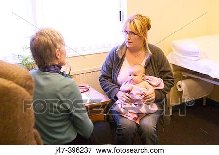 8 week old baby at doctors surgery, having her first health check-up with the doctor View Large Photo Image Stock Photo - 8 week old baby at doctors surgery, having her first health check-up with the doctor. Fotosearch