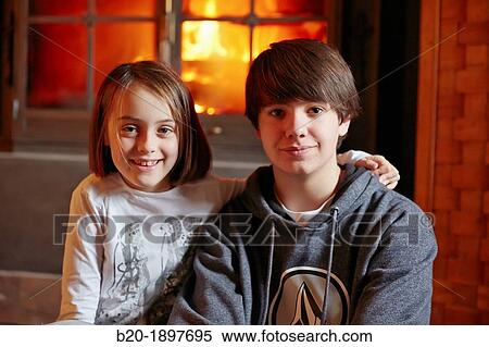 Stock Photography - 8 year old girl and young 16. Fotosearch