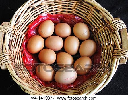 Stock Photo - A Basket of Fresh Eggs. Fotosearch