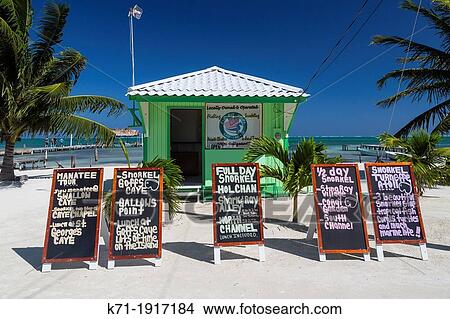 Picture - A beachside restaurant on Cay Caulker, Belize. Fotosearch