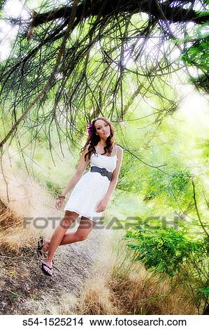 Picture - A beautiful young caucasian woman outdoors in Spokane, Washington, USA. Fotosearch