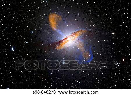 Stock Image - A Black Hole Overflows From Galaxy Centaurus A.. Fotosearch