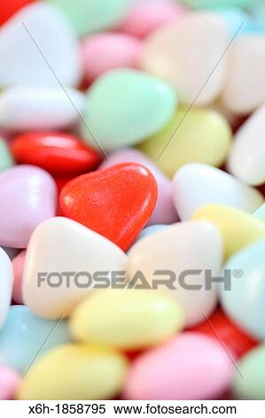 Stock Photography - a bowl of heart shaped sweets, heart candy. Fotosearch