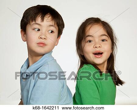 Stock Image - a brother and sister. Fotosearch