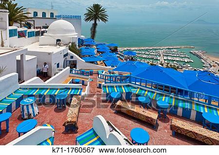 A Cafe restaurant and Cafe in Sidi Bou Said, Tunisia. View Large Photo Image Stock Photo - A Cafe restaurant and Cafe in Sidi Bou Said, Tunisia.. Fotosearch
