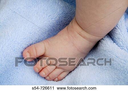 Stock Image - A Caucasian baby's foot, 0-6 months. Fotosearch