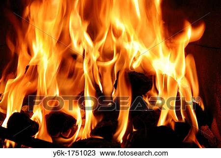 Stock Image - a coal fire in the hearth at home. Fotosearch
