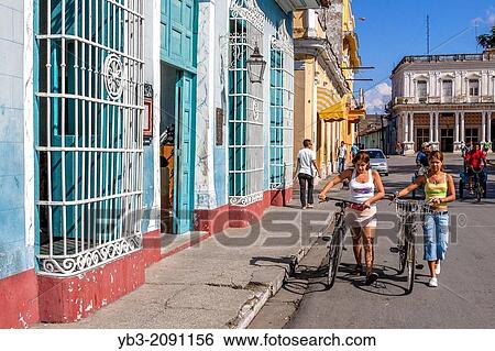 A Colourful Street Scene, Sancti Spiritus, Cuba. View Large Photo Image Stock Photograph - A Colourful Street Scene, Sancti Spiritus, Cuba.. Fotosearch