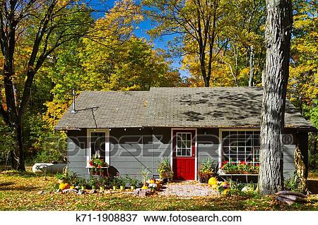 A cottage in the forest with fall foliage color along Highway 119 in Michigan's Lower Peninsula, USA. View Large Photo Image Stock Photo - A cottage in the forest with fall foliage color along Highway 119 in Michigan's Lower Peninsula, USA.. Fotosearch