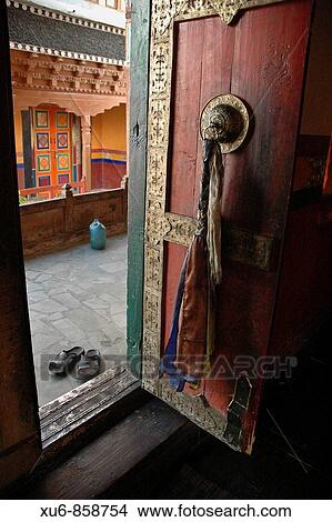 Picture - A doorway at Tiksey Monastery Tiksey, Ladakh, India. Fotosearch