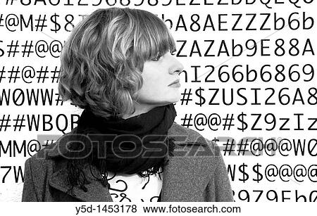 A face of young woman in front of numbers, letters, symbols, background is a painted wall of one of buildings in Geneva, Switzerland View Large Photo Image Stock Photo - A face of young woman in front of numbers, letters, symbols, background is a painted wall of one of buildings in Geneva, Switzerland. Fotosearch