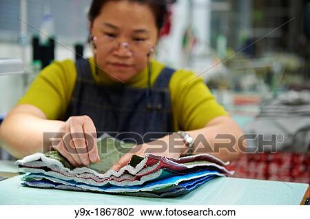 Stock Image - A factory and research laboratory where fabric is researched, produced and manufactured. Fotosearch