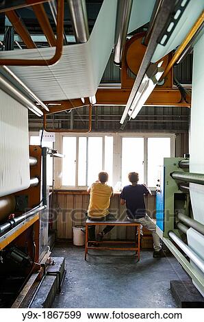 Stock Photo - A factory and research laboratory where fabric is researched, produced and manufactured. Fotosearch