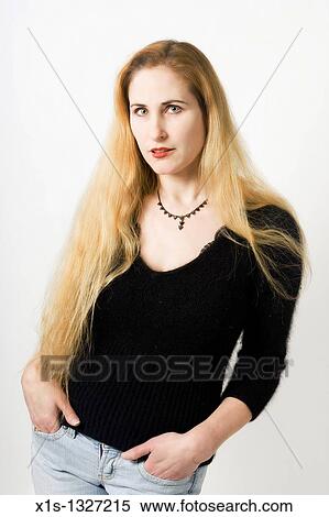 Stock Photography - A fair skinned woman with very long blond hair. Fotosearch