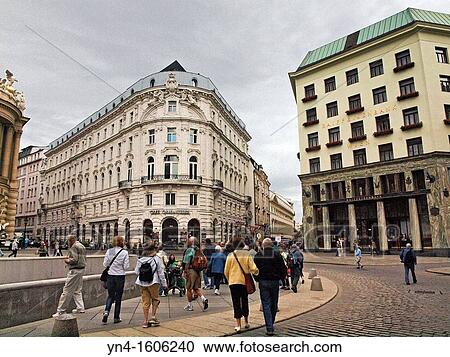 Stock Image - A famous cafe at Michaelerplatz Ringstrasse street, Hofburg, Vienna, Austria. Fotosearch