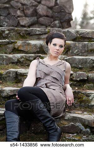 Stock Photograph - A fashion model in Spokane, Washington, USA. Fotosearch