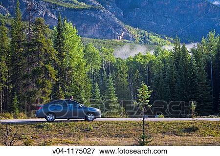 A female tourist taking a break on the roadside in the Jasper National Park, Alberta, Canada View Large Photo Image Stock Photo - A female tourist taking a break on the roadside in the Jasper National Park, Alberta, Canada. Fotosearch