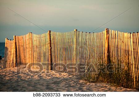 A fence in the sand dunes in Cape May, is lit be the first rays of the sun. The fence is used to prevent beach and dune erosion. View Large Photo Image Stock Image - A fence in the sand dunes in Cape May, is lit be the first rays of the sun. The fence is used to prevent beach and dune erosion.. Fotosearch