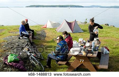 a group of campers relaxes at Ruckle Park campground on Saltspring Island, Gulf Islands, BC, Canada View Large Photo Image Stock Image - a group of campers relaxes at Ruckle Park campground on Saltspring Island, Gulf Islands, BC, Canada. Fotosearch