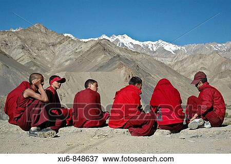 A group of novice monks sitting outside of the monastery Lama Yuru, Ladakh, India View Large Photo Image Stock Photo - A group of novice monks sitting outside of the monastery Lama Yuru, Ladakh, India. Fotosearch
