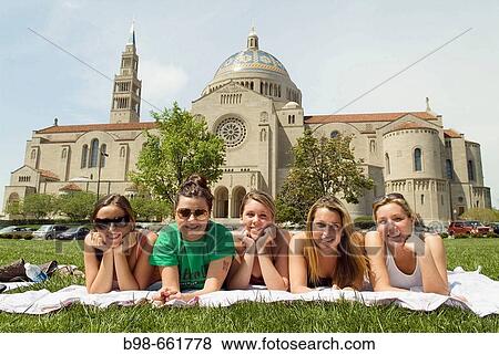 A group of young women students study on campus at Catholic University, Washington, DC View Large Photo Image Stock Photo - A group of young women students study on campus at Catholic University, Washington, DC. Fotosearch