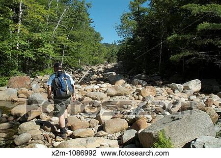 A hiker explores a section of the Rocky Branch River next to the Rocky Branch Trail during the summer months Located in the White Mountains, New Hampshire USA Note: View Large Photo Image Stock Image - A hiker explores a section of the Rocky Branch River next to the Rocky Branch Trail during the summer months Located in the White Mountains, New Hampshire USA Note:. Fotosearch