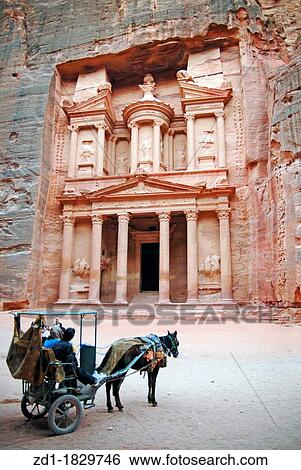 A horse carriage at the Treasury of Petra, Jordan View Large Photo Image Stock Photograph - A horse carriage at the Treasury of Petra, Jordan. Fotosearch