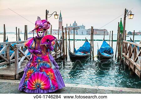 A masked woman at the carnival in Venice, Italy, Europe View Large Photo Image Picture - A masked woman at the carnival in Venice, Italy, Europe. Fotosearch