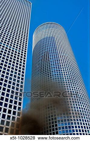 A mock up fire during a fire drill at a high rise building View Large Photo Image Stock Photo - A mock up fire during a fire drill at a high rise building. Fotosearch