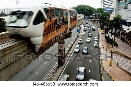 Stock Image - A monorail in Kuala Lumpur. Malaysia (2005). Fotosearch