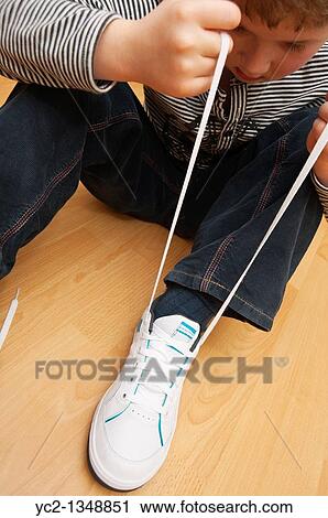 A picture of a seven year old boy learning to tie his shoelaces in the Uk View Large Photo Image Stock Image - A picture of a seven year old boy learning to tie his shoelaces in the Uk. Fotosearch