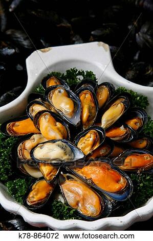A plate of mussels, Normandy, France View Large Photo Image Stock Image - A plate of mussels, Normandy, France. Fotosearch
