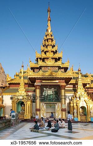 A prayer hall at Shwedagon Pagoda, Yangon, (Rangoon), Myanmar, (Burma). View Large Photo Image Stock Photograph - A prayer hall at Shwedagon Pagoda, Yangon, (Rangoon), Myanmar, (Burma).. Fotosearch